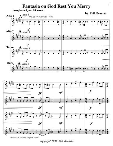 Fantasia on God Rest You Merry - Saxophone Quartet (arr. Phil Beaman)