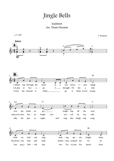 Jingle Bells (F major - leadhsheet - with lyrics) (arr. Duda Oriontte)