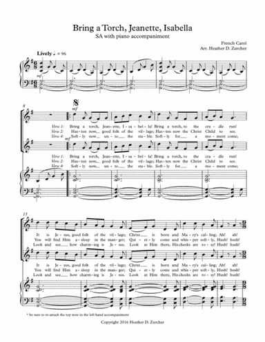 Bring a Torch, Jeanette, Isabella - SA (arr. Heather D. Zurcher)