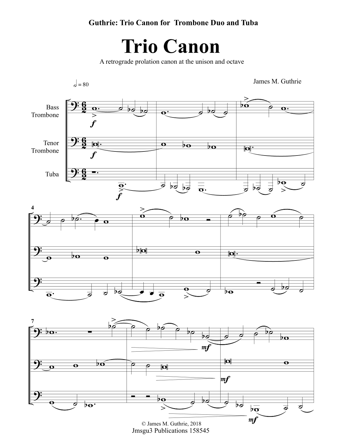 Guthrie: Trio Canon for 2 Trombones & Tuba