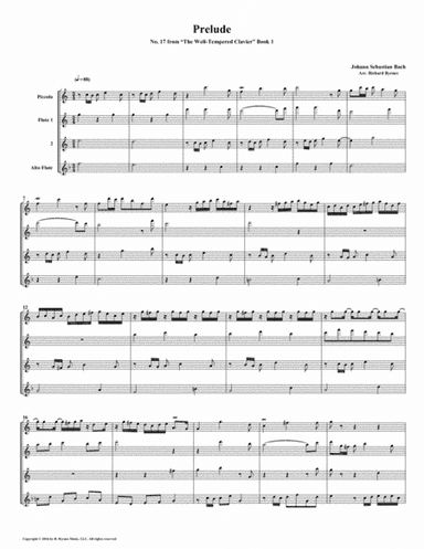 Prelude 17 from Well-Tempered Clavier, Book 1 (Flute Quartet) (arr. Richard Byrnes)