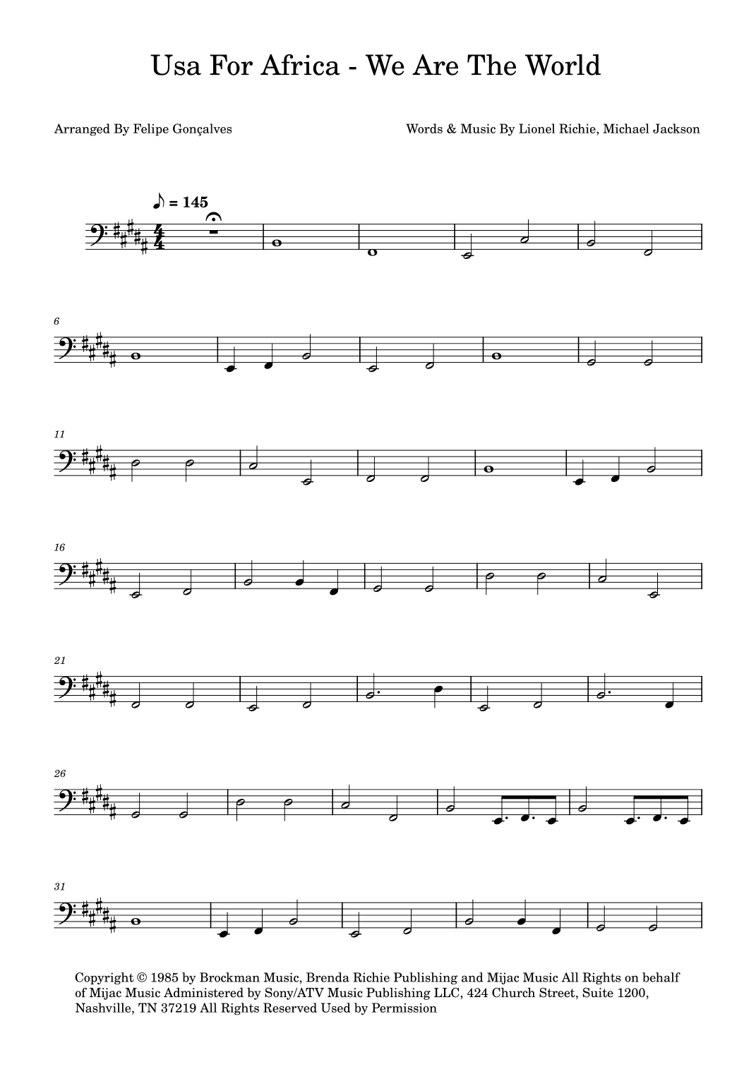 We Are The World (arr. Felipe Gonçalves)