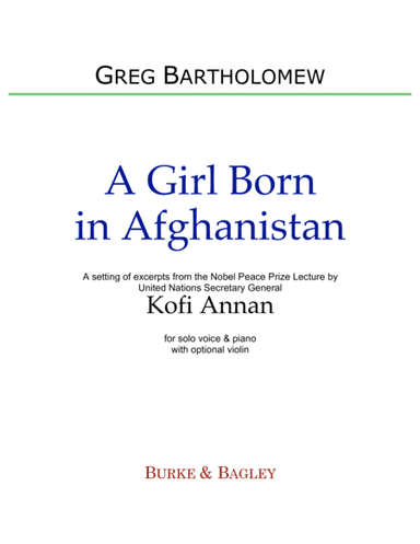 A Girl Born in Afghanistan (for solo voice with piano and optional violin)