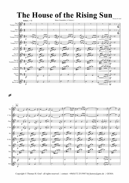 The house of the rising sun - Folk Song - Brass Ensemble (arr. Thomas H. Graf)