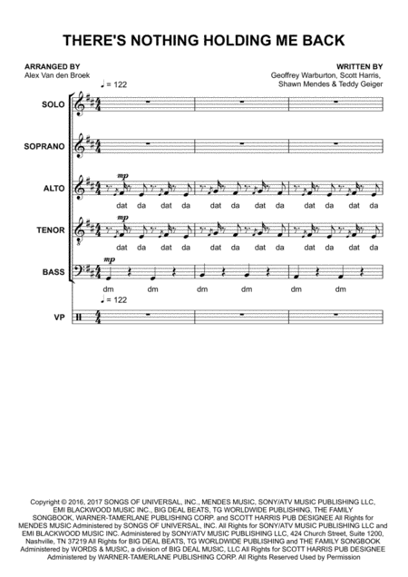 There's Nothing Holdin' Me Back (arr. Alex Van den Broek)
