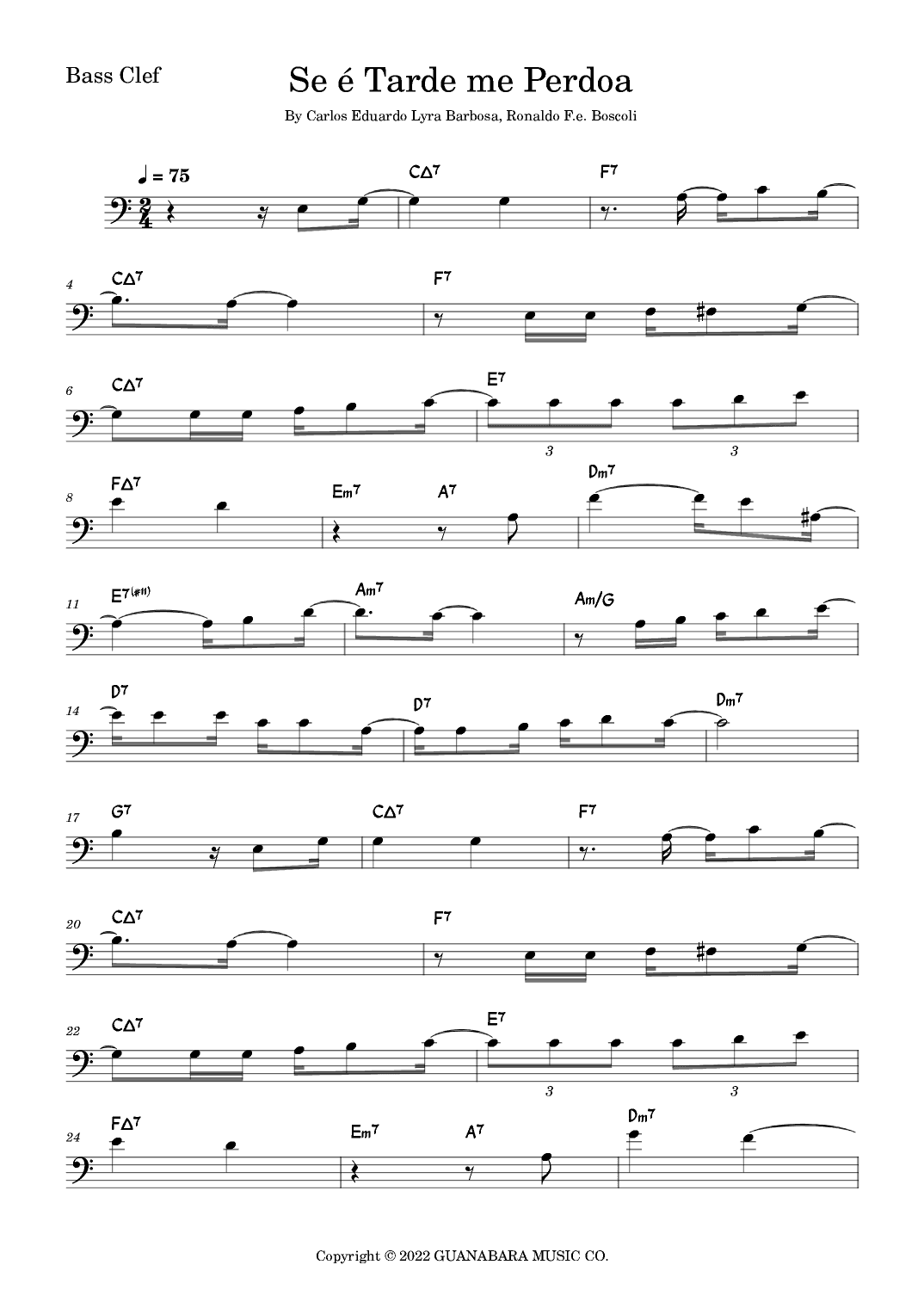 Se E Tarde Me Perdoa (arr. Fabio Eduardo de Oliveira)