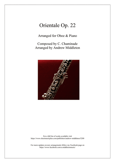 Orientale Op. 22 arranged for Oboe and Piano (arr. Andrew Middleton)