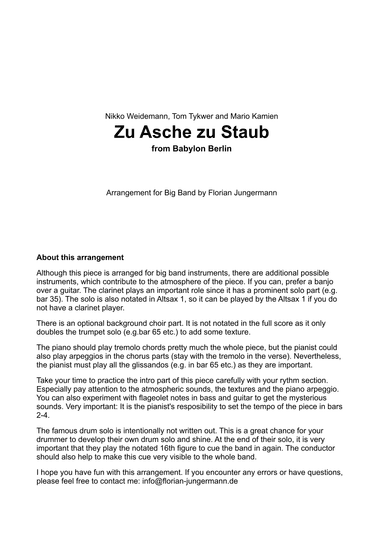 Zu Asche, Zu Staub (arr. Florian Jungermann)