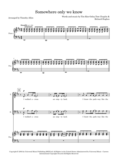 Somewhere Only We Know (arr. Timothy Allen)