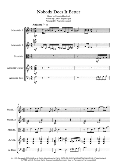 Nobody Does It Better from THE SPY WHO LOVED ME (arr. Augusto Mazzoli)