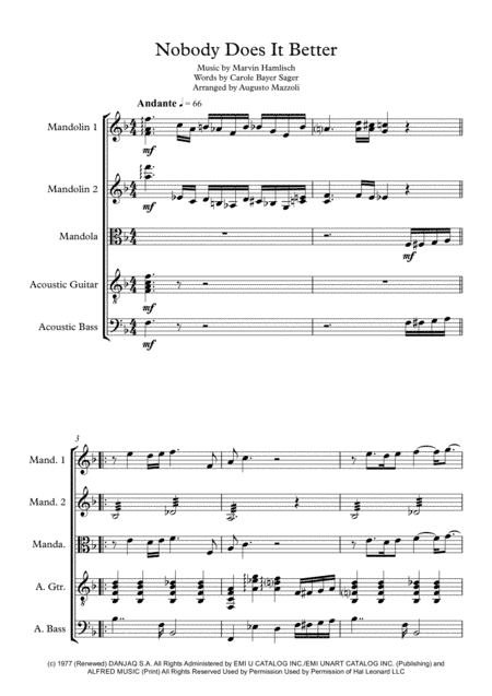 Nobody Does It Better from THE SPY WHO LOVED ME (arr. Augusto Mazzoli)