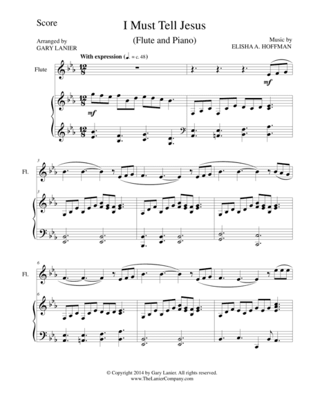 I MUST TELL JESUS (Flute/Piano and Flute Part) (arr. Gary Lanier)