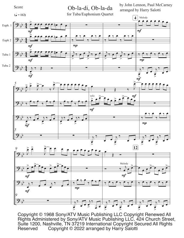 Ob-la-di, Ob-la-da (arr. Harry Salotti)