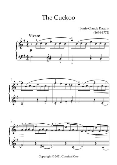 Daquin - The Cuckoo(With Note name) (arr. MPS)