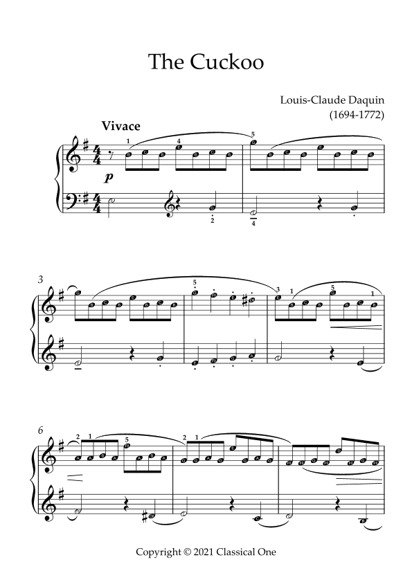 Daquin - The Cuckoo(With Note name) (arr. MPS)