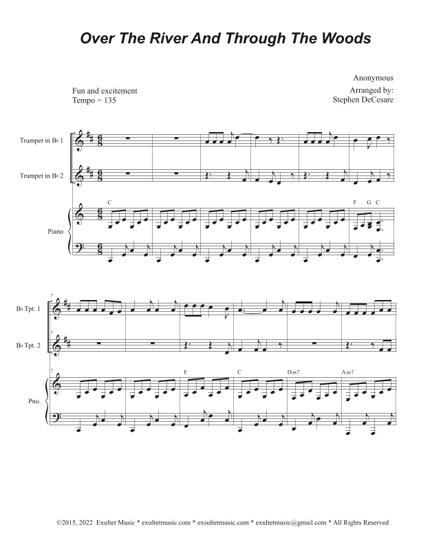 Over The River And Through The Woods (Duet for Bb-Trumpet) (arr. Stephen DeCesare)