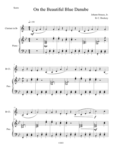 The Blue Danube (Clarinet Solo with Piano Accompaniment) (arr. B. C. Dockery)