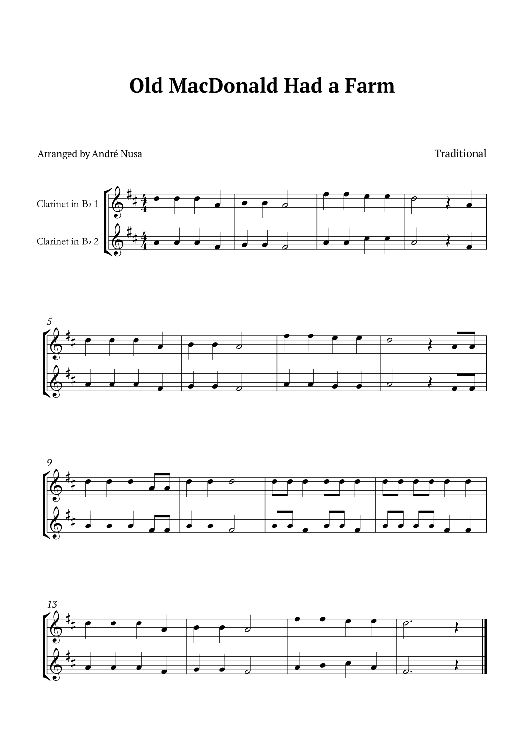 Old MacDonald Had a Farm (arr. André Nusa)