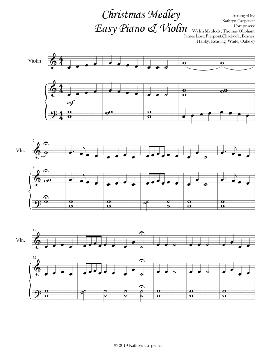 Christmas Medley (Easy Piano and Violin) (arr. Kathryn Carpenter)