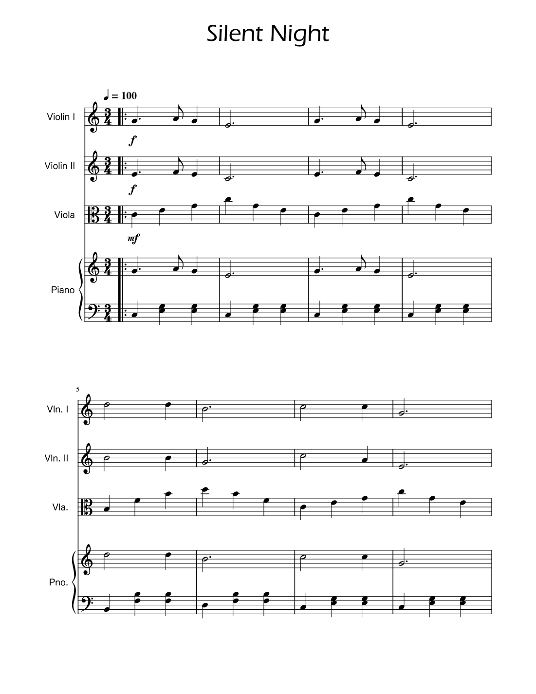 Silent Night - String Trio w/ Piano (arr. Ygor Nunes)