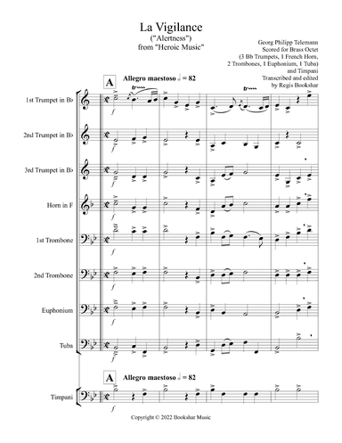 La Vigilance  (from "Heroic Music") (Bb) (Brass Octet - 3 Trp, 1 Hrn,  2 Trb, 1 Euph, 1 Tuba, Timp) (arr. Regis Bookshar)