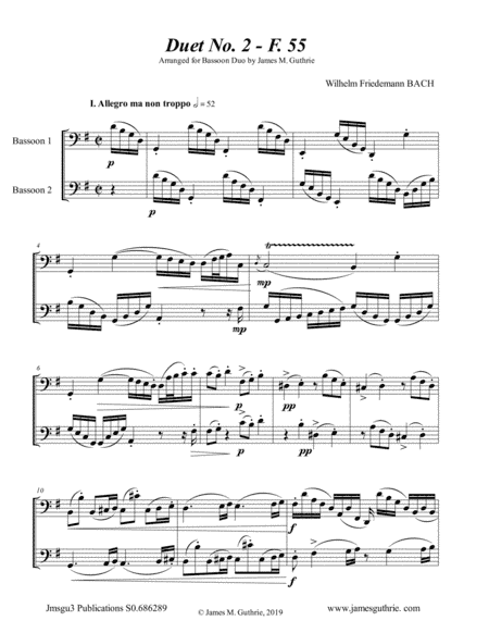 WF Bach: Duet No. 2 for Bassoon Duo (arr. James M. Guthrie, ASCAP)