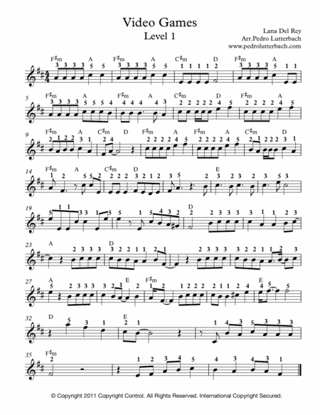 Video Games (arr. Pedro Lutterbach)