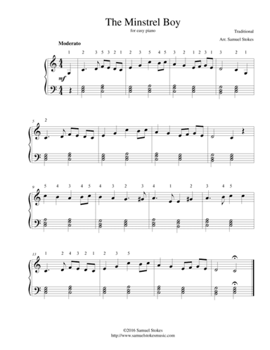 The Minstrel Boy - for easy piano (arr. Samuel Stokes)