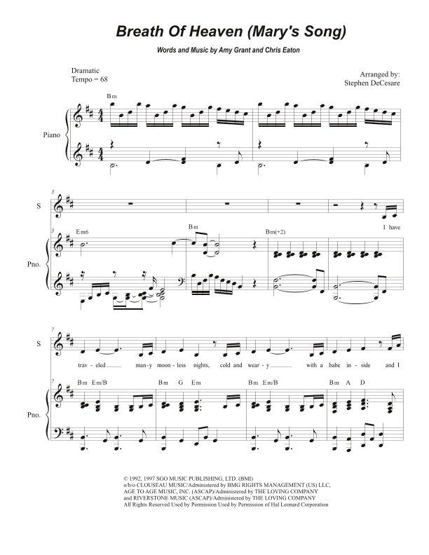 Breath Of Heaven (mary's Song) (arr. Stephen DeCesare)