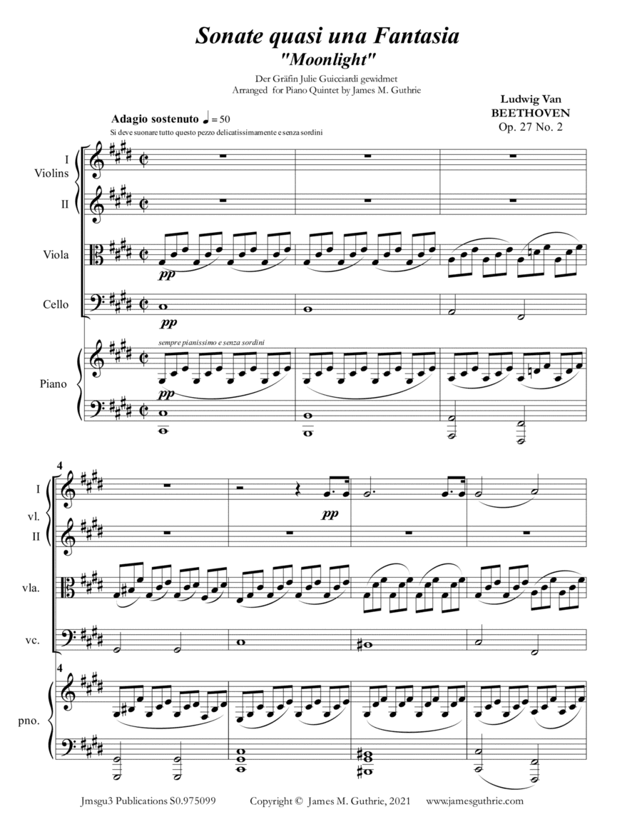 Beethoven: Adagio from the Moonlight Sonata for Piano Quintet (arr. James M. Guthrie)