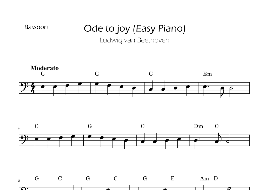 Ode To Joy - Easy Bassoon with Chords (arr. Ygor Nunes)