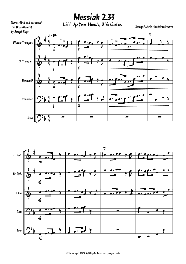 Messiah 2.33 Lift Up Your Heads, O Ye Gates (arr. Joseph Pugh)