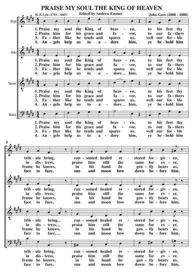 Praise My Soul The King Of Heaven A Cappella SATB (arr. Edited by Andrew Emmet)