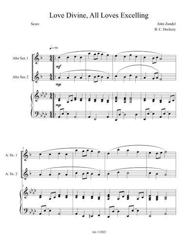 Love Divine, All Loves Excelling (Alto Sax Duet with Piano Accompaniment) (arr. B. C. Dockery)