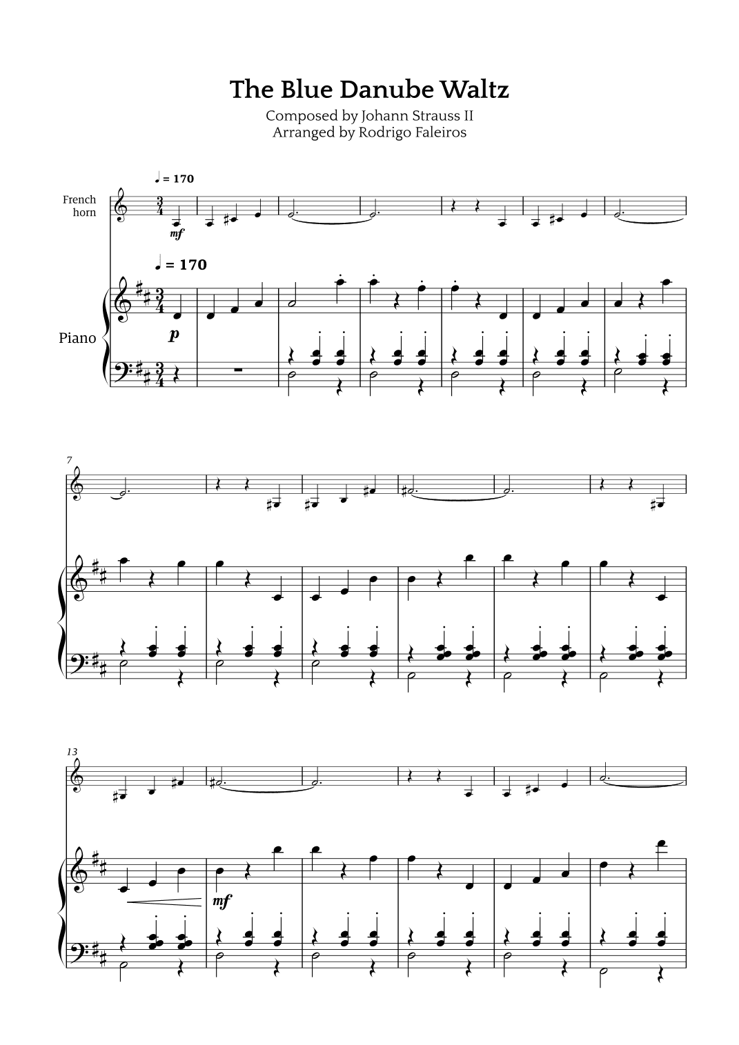 The Blue Danube Waltz (arr. Rodrigo Faleiros)