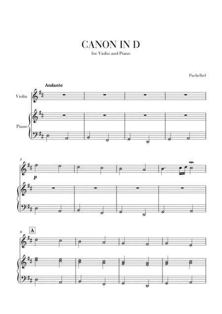 Canon in D for Violin and Piano (arr. Cadenza Editions)