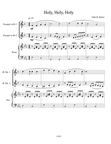Holy, Holy, Holy (trumpet duet) with optional piano accompaniment (arr. B. C. Dockery)