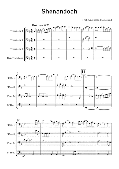 Shenandoah for Trombone Quartet (arr. Nicolas MacDonald)
