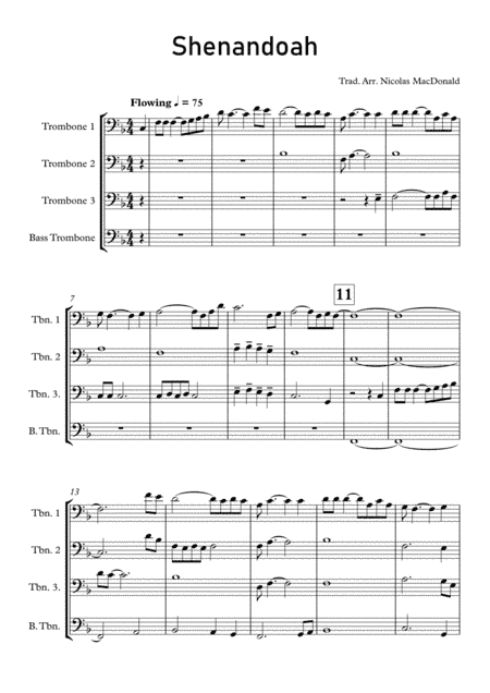 Shenandoah for Trombone Quartet (arr. Nicolas MacDonald)