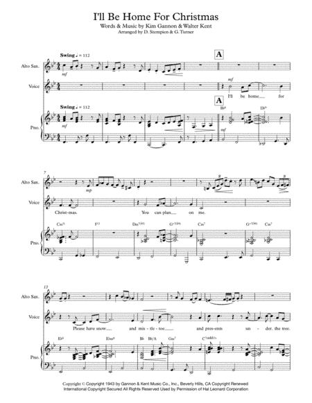 I'll Be Home For Christmas (arr. Debra E. Stempien, Gregory H. Turner)