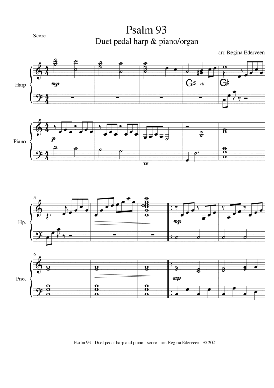 Psalm 93 - Duet pedal harp and piano/organ