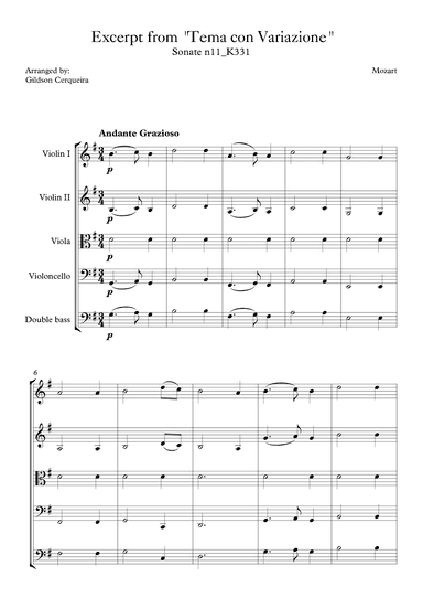 Excerpt from sonate k331 - "Tema con Variazione" (arr. Gildson Cerqueira)