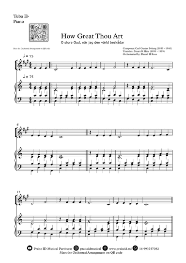 How Great Thou Art - "O store Gud." - Easy Eb Tuba and Piano (arr. Daniel H Rosa)