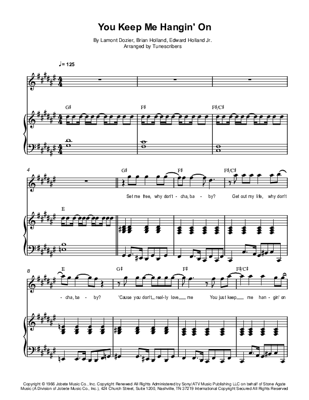 You Keep Me Hangin' On (arr. Tunescribers)