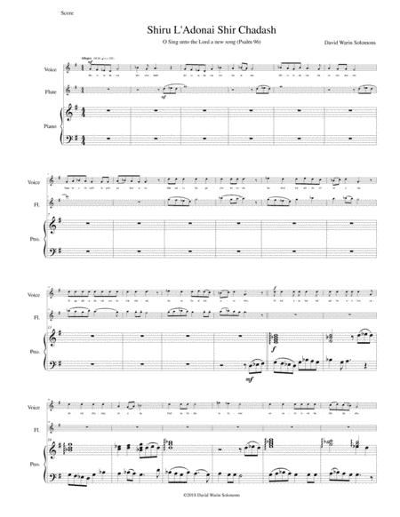 Shiru ladonai shir chadash Sing unto the LORD a new song (all verses) - for soprano, flute, piano