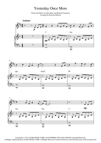 Yesterday Once More (arr. Kaiserin Rebecca)