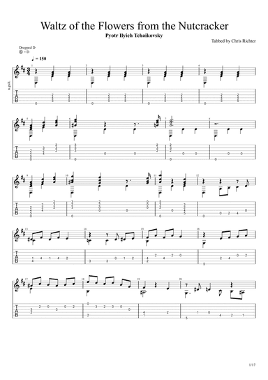 Waltz of the Flowers from the Nutcracker (Solo Fingerstyle Guitar Tab) (arr. Chris Richter)