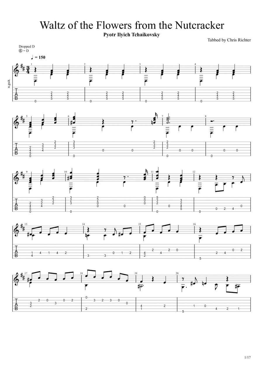 Waltz of the Flowers from the Nutcracker (Solo Fingerstyle Guitar Tab) (arr. Chris Richter)