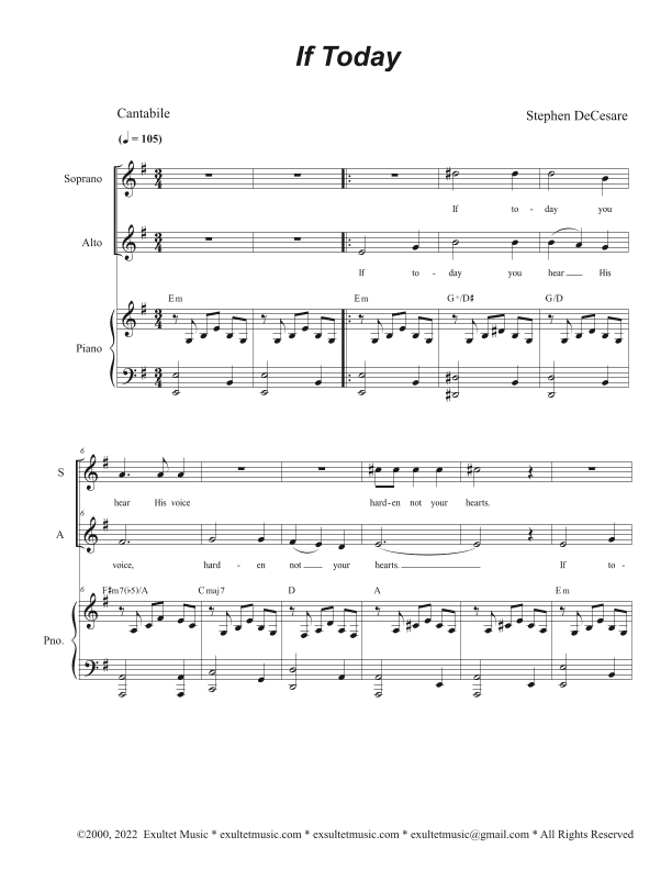 If Today (Duet for Soprano and Alto solo)