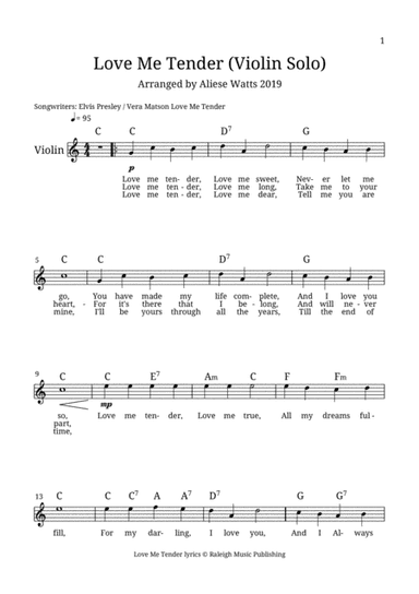 Love Me Tender (arr. Aliese Watts)
